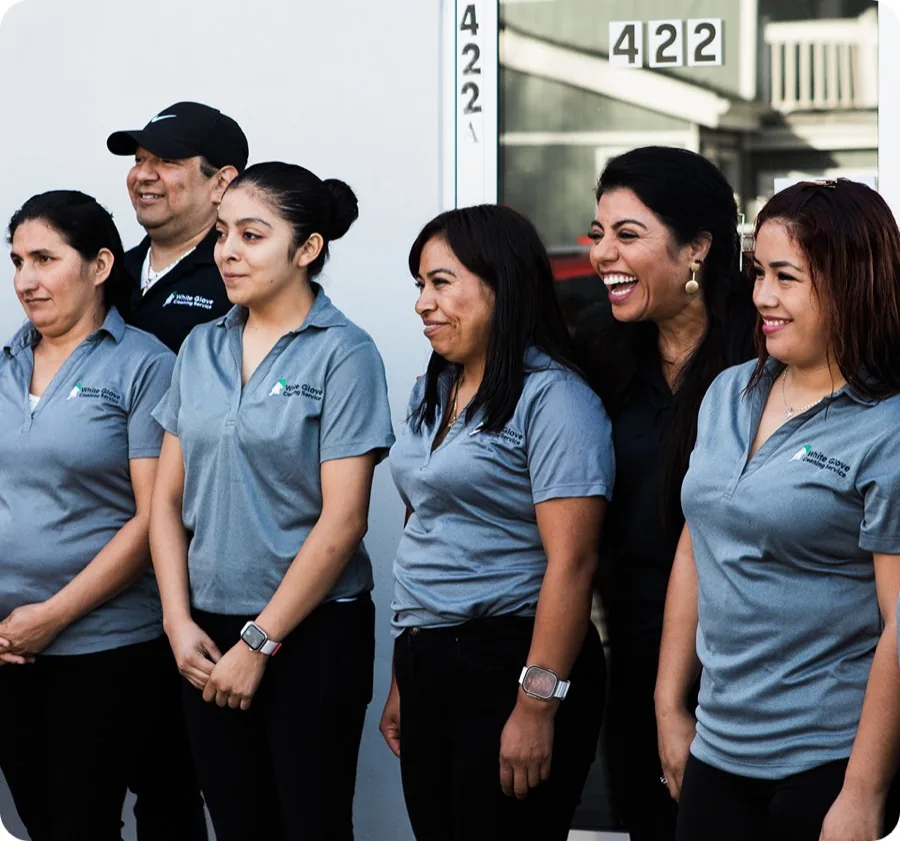 A home service crew in matching uniforms
