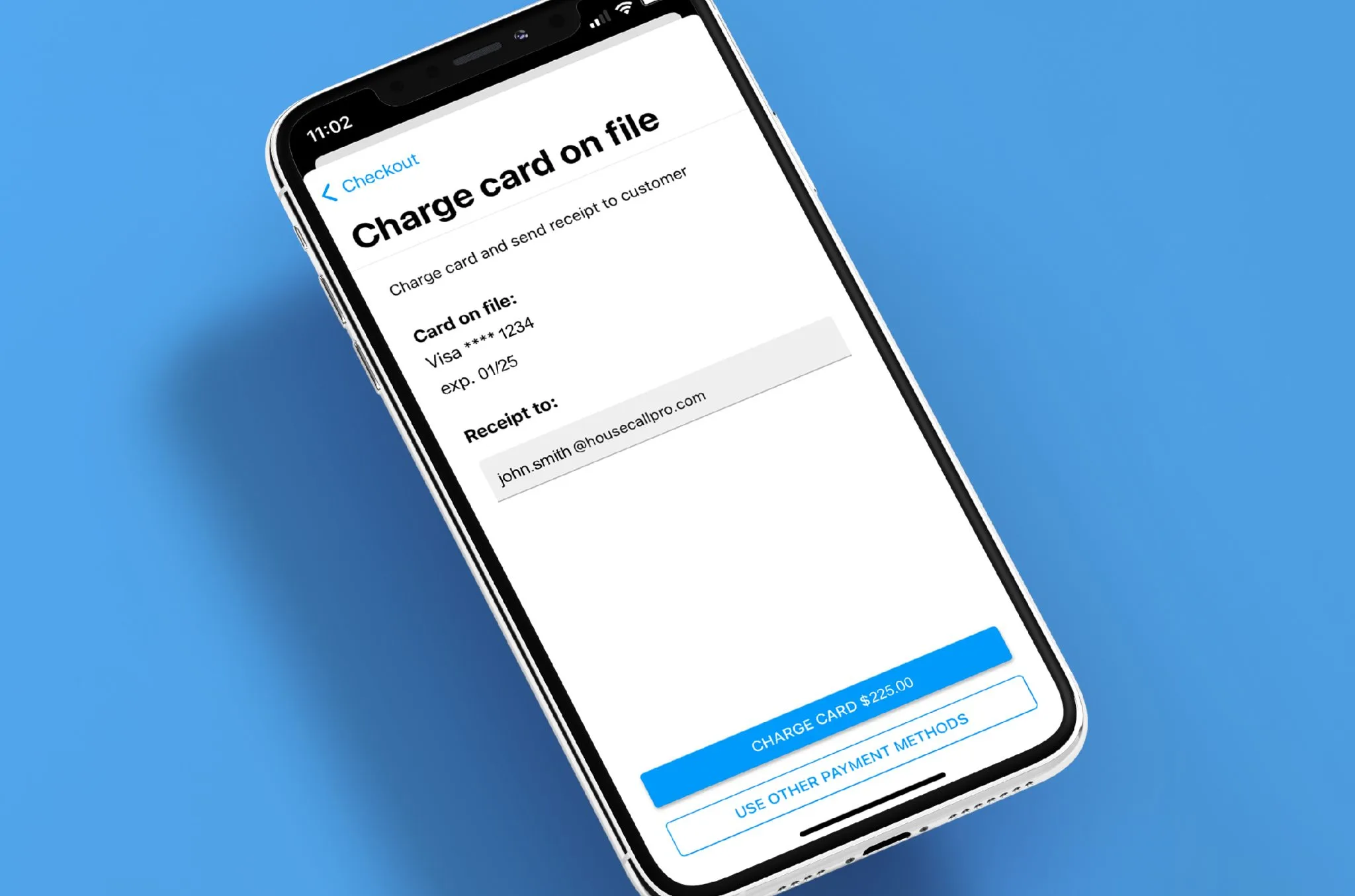 - Housecall Pro Housecall Pro Credit card on file mobile phone mock up