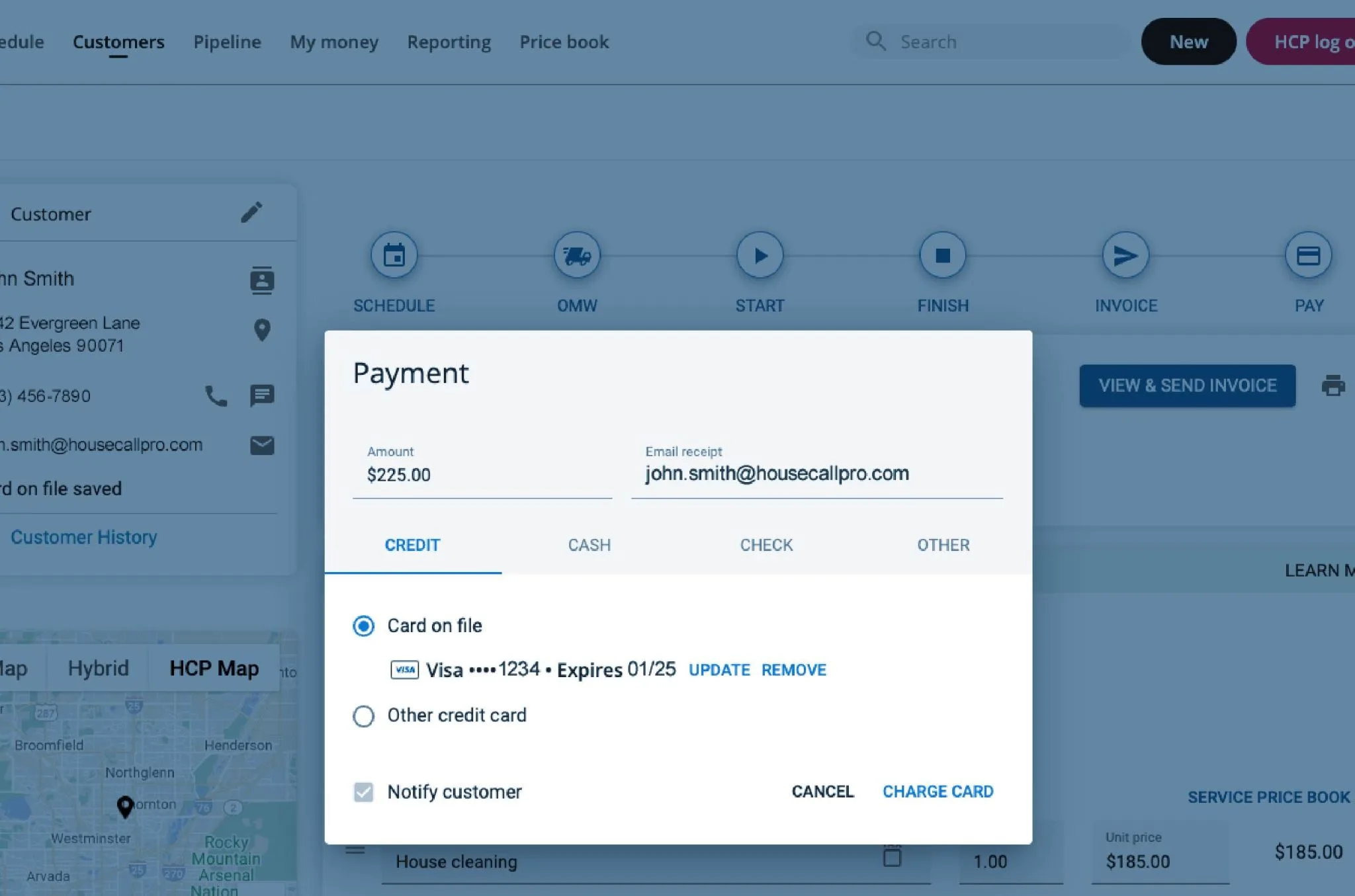 - Housecall Pro Credit card on file feature customer checkout screenshot