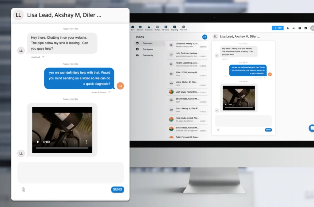 - Housecall Pro In app chat software lead inquiry dashboard