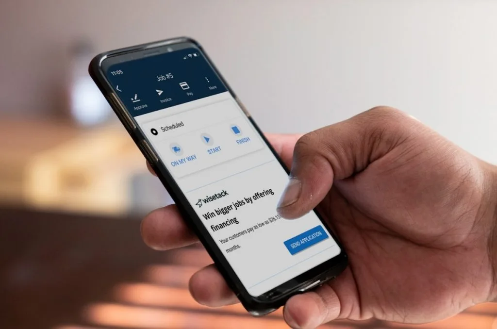 - Housecall Pro Pro using wisetack consumer financing on mobile phone