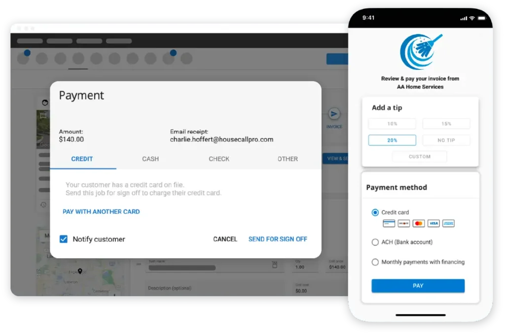 - Housecall Pro Cleaning service payment software