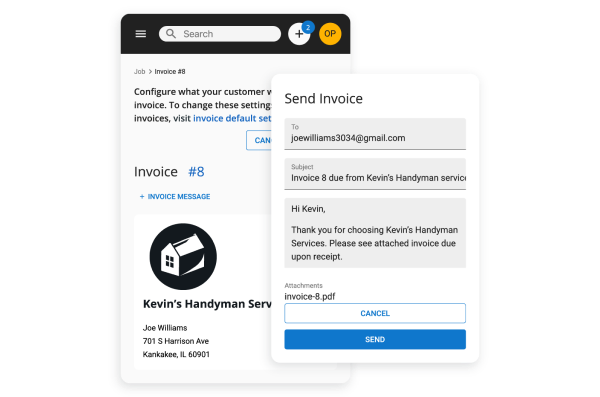 - Housecall Pro HCP invoicing software screenshot of handyman business