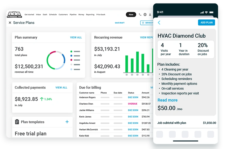 - Housecall Pro Recurring service plan software mock up