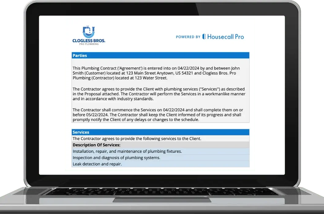 - Housecall Pro Free Plumbing Contract Template: Guide to Plumbing Contracts