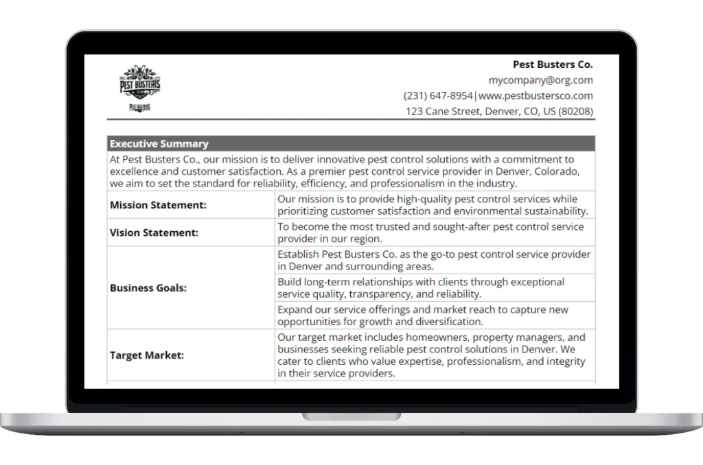 - Housecall Pro HCP pest control business plan template