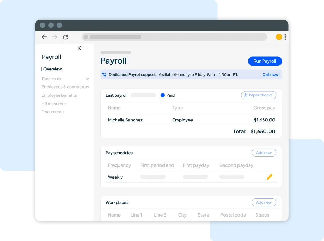 - Housecall Pro Payroll overview report dashboard