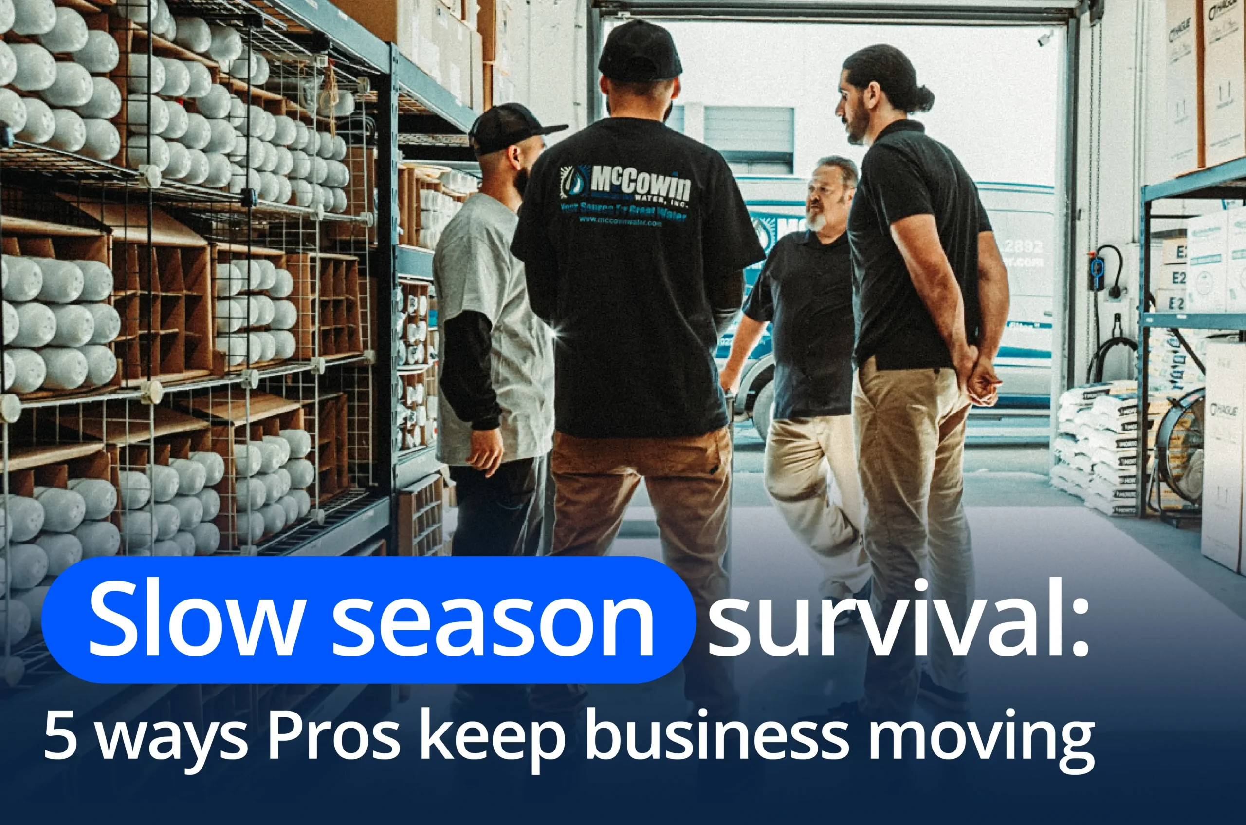 Pros meeting in warehouse - Slow business season blog hero image