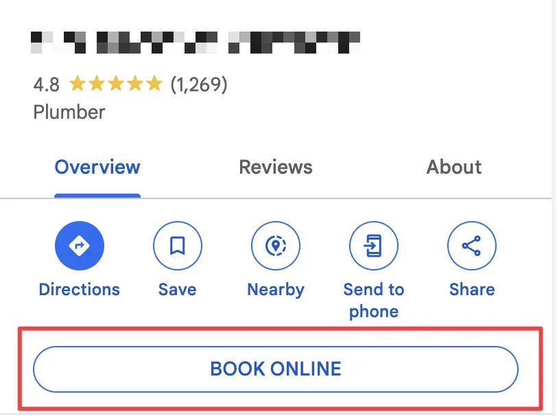 - Housecall Pro Book online button enabled in Google Business Profile