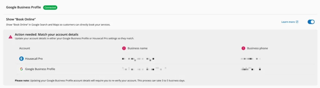 - Housecall Pro Google Business Profile Connected to HCP