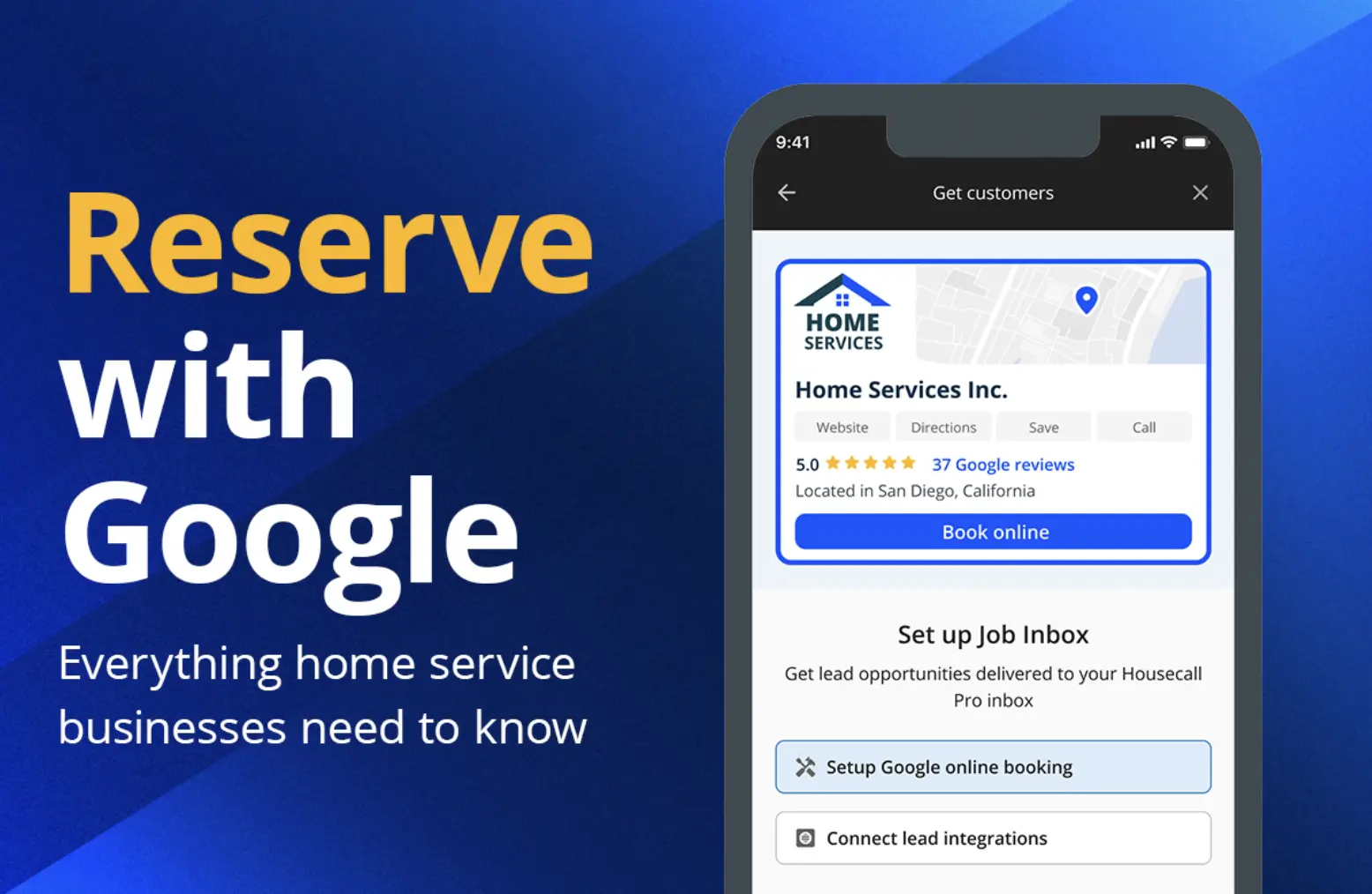 - Housecall Pro Reserve with Google + Housecall Pro intergation