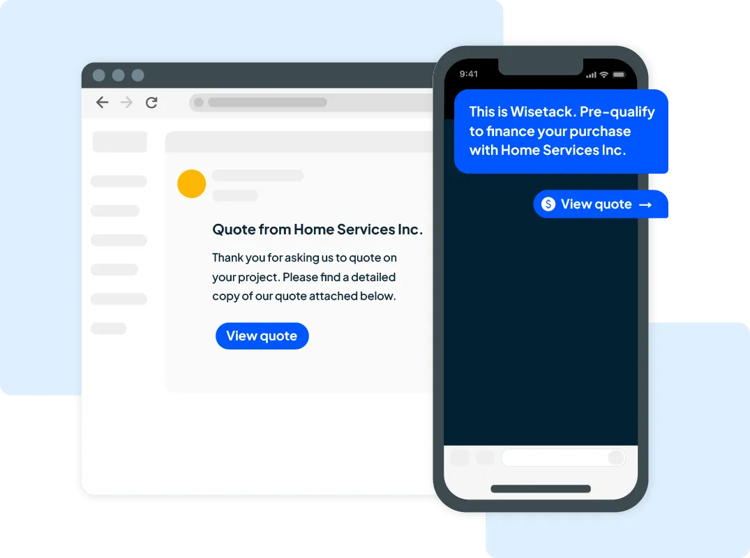 Consumer financing quote notification on mobile phone