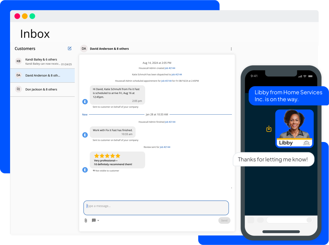 Housecall Pros' customer follow up software