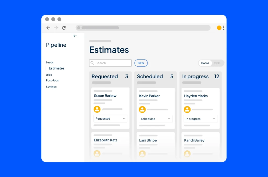 Housecall Pro's Pipeline feature - sales and lead tracking management software dashboard