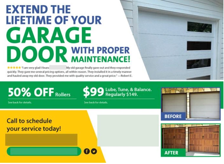 garage door postcard design example
