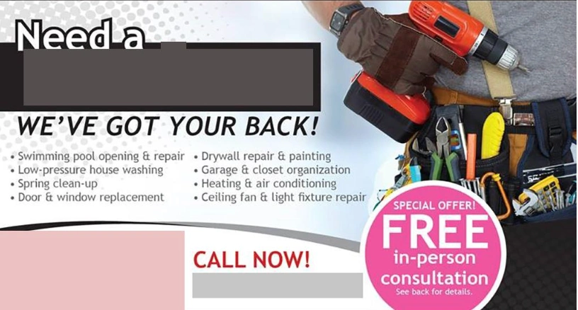 handyman postcard design example