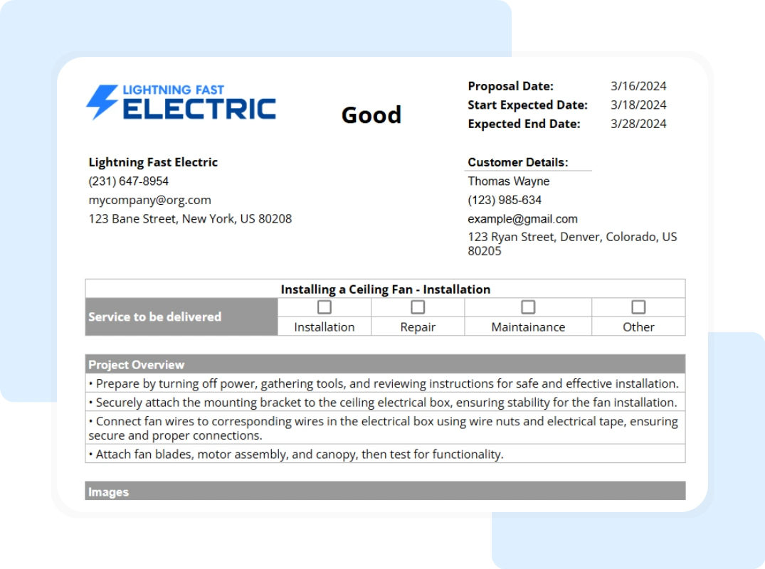 electrical proposal template printable report full summary