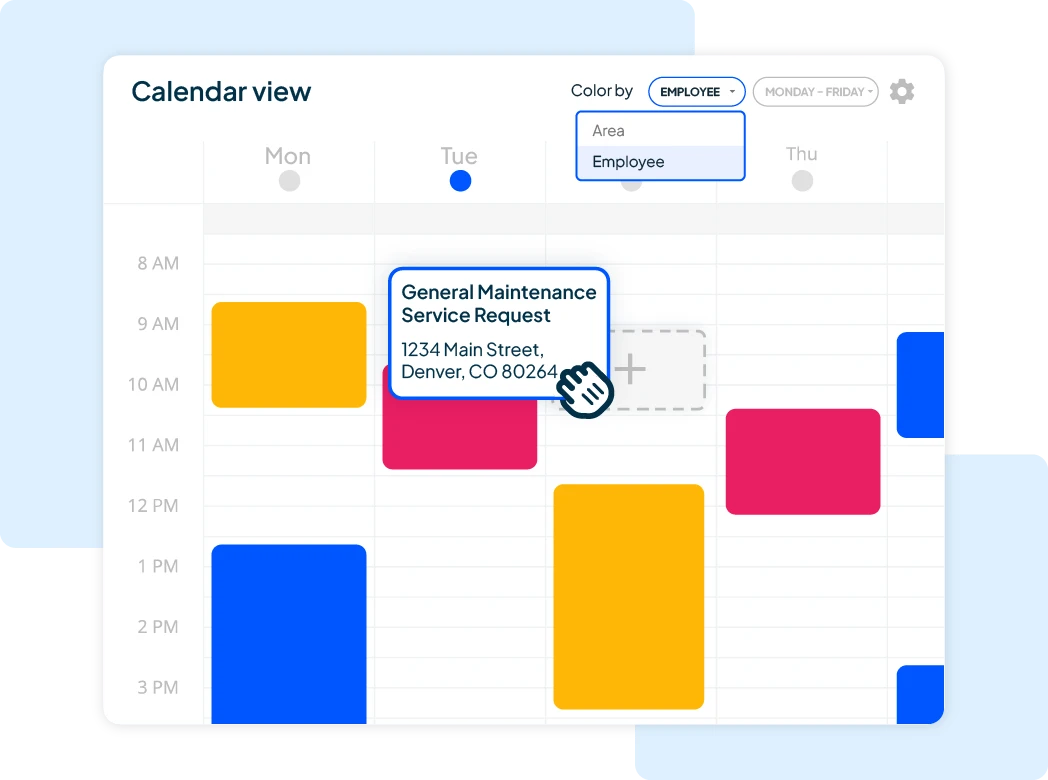 janitorial industry drag and drop scheduling software with color coded calendar view from Housecall Pro