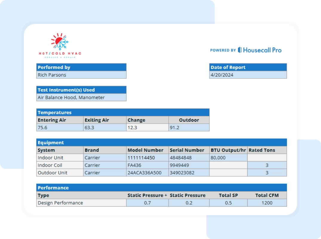 report details of hvac test and balance report template