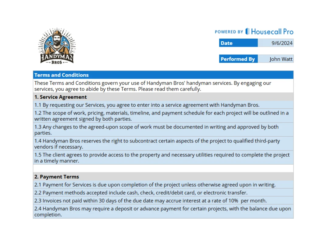 cta image displaying details of handyman terns and conditions template