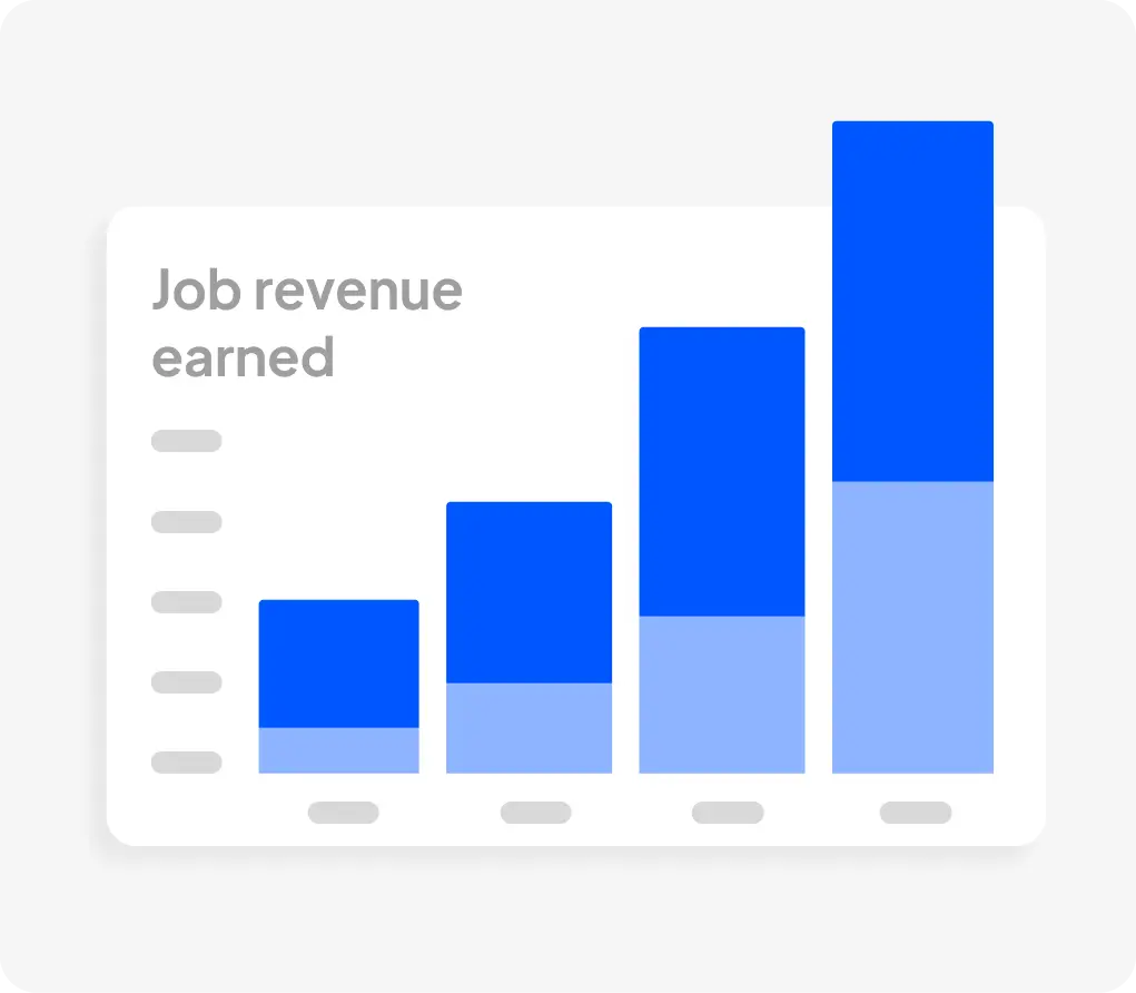 Job revenue earned bar chart showing growth trends for air duct cleaning business reporting