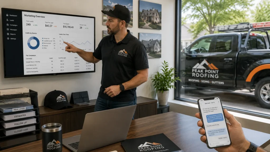 - Housecall Pro Roofing contractor managing email and SMS marketing campaigns
