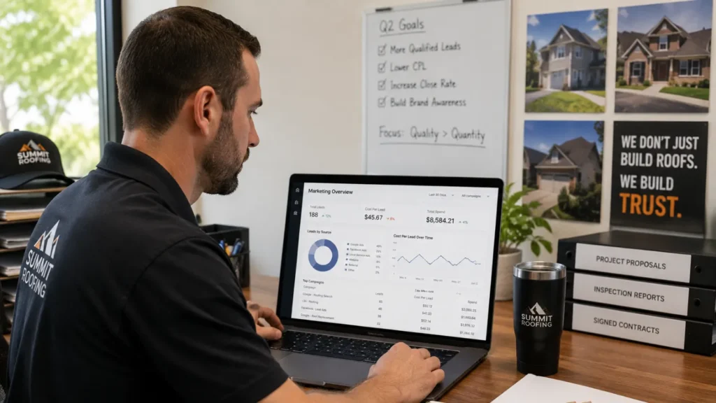 - Housecall Pro Roofing contractor comparing lead sources and cost per lead data