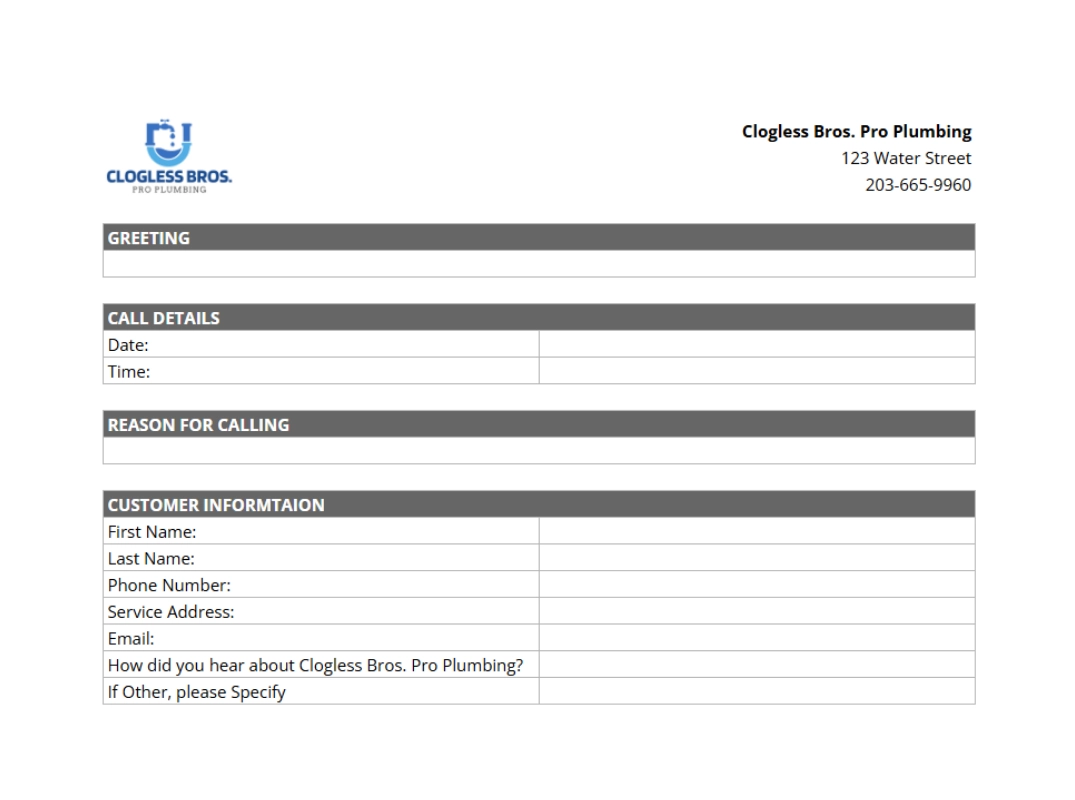 blank summary of the dispatcher script template